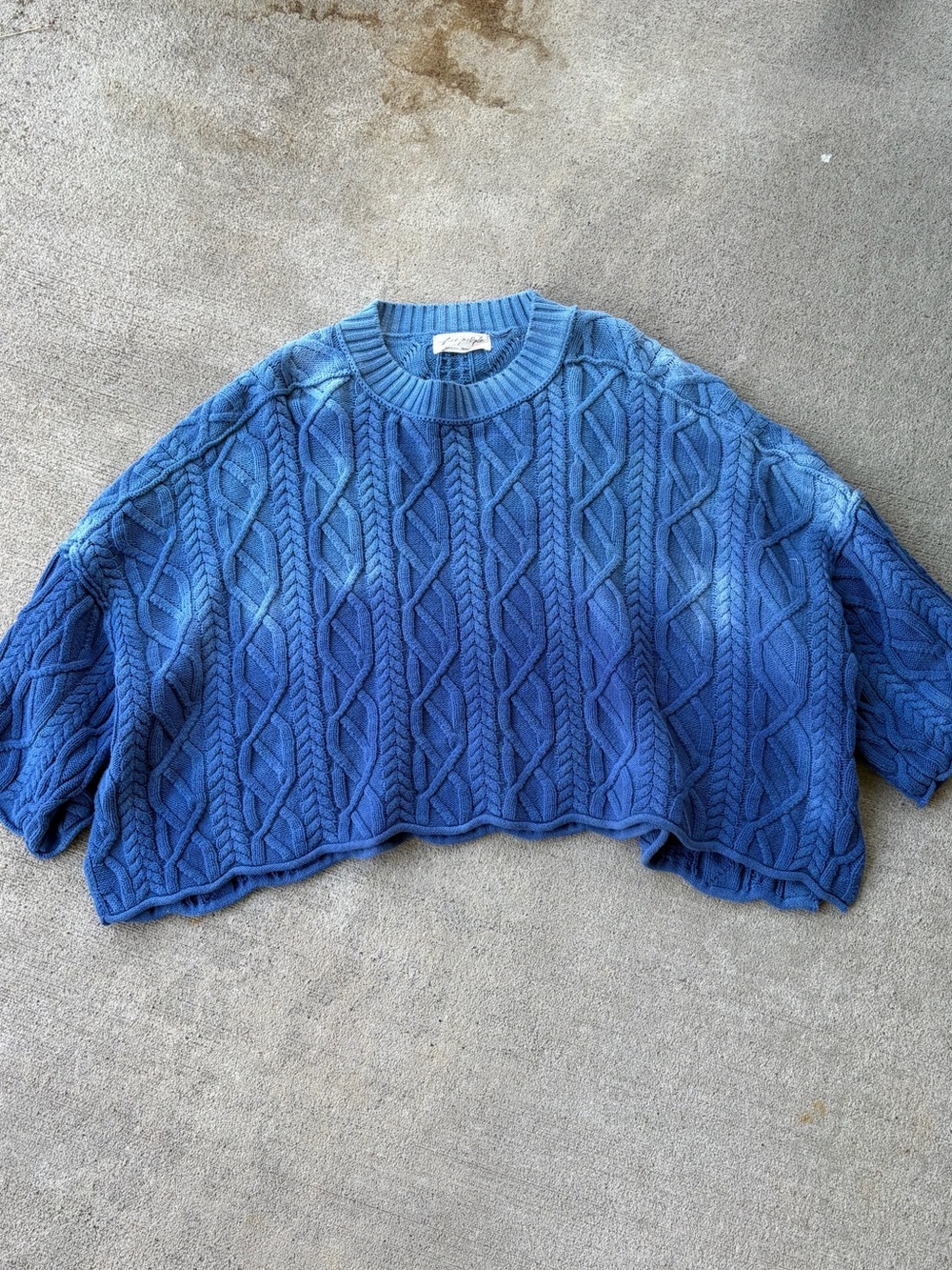 Free People cobalt blue washed ashore sweater cable knit jumper